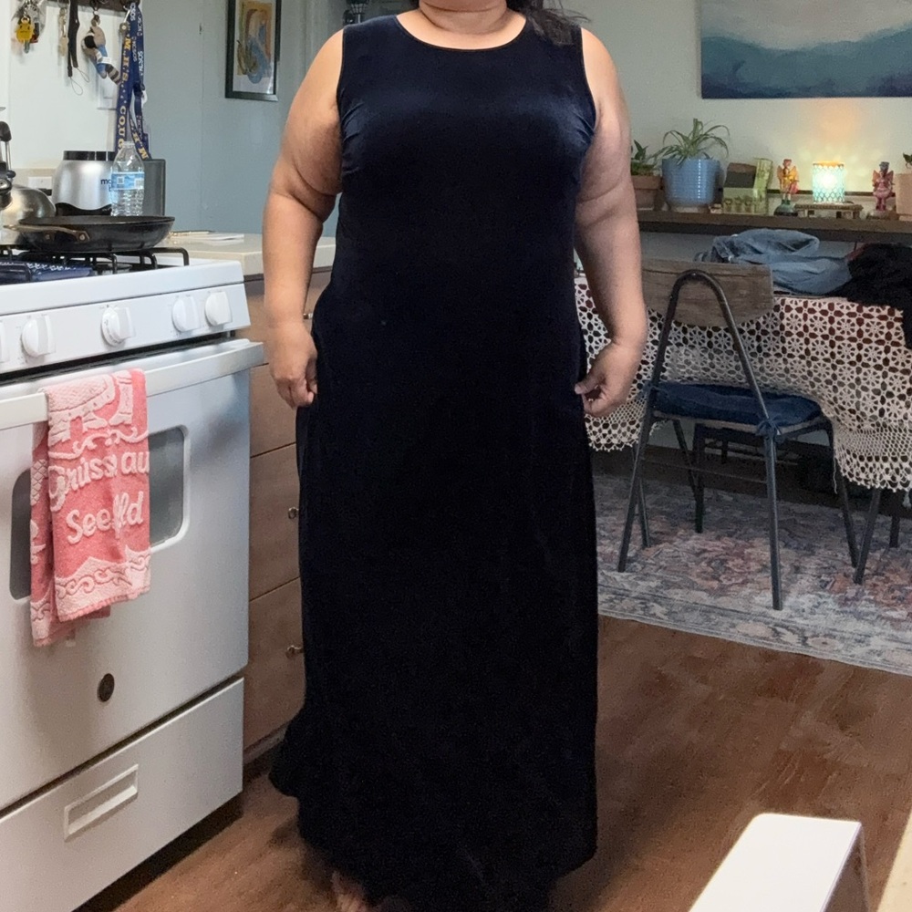 Vintage Blue Velvet Dress - Picture 8 of 8